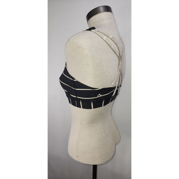 Lululemon Black & Cream Sports Bra Yoga Top Size S/M - Picture 3 of 5
